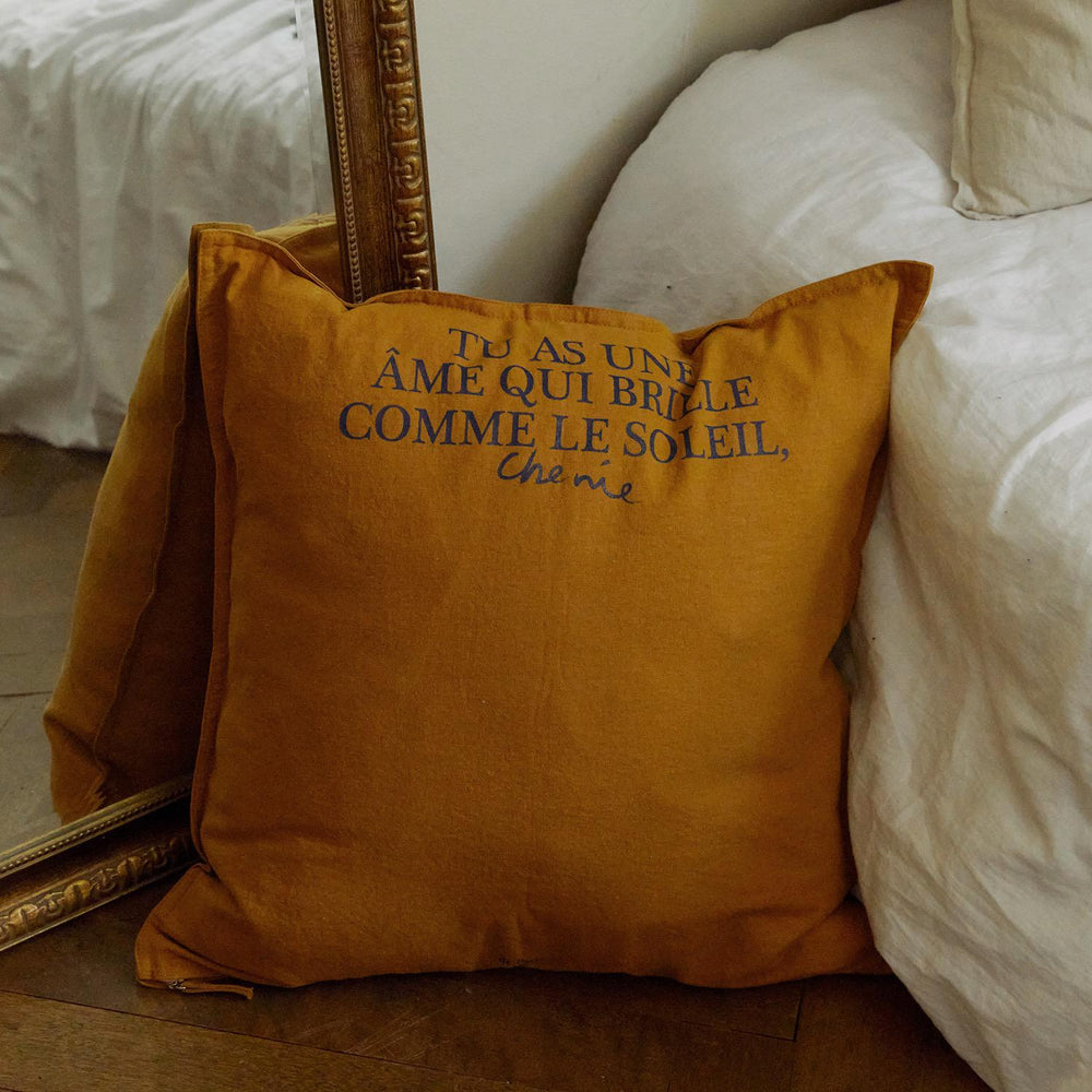Relaxed Cotton-Linen Cushion Cover(Caramel)